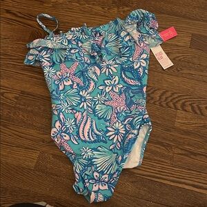 Lilly Pulitzer size 10 caelum ruffle one piece amalfi blue